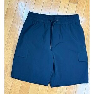 Gymshark Mens Black Cargo Shorts Elastic Waist Drawstring Size S Activewear